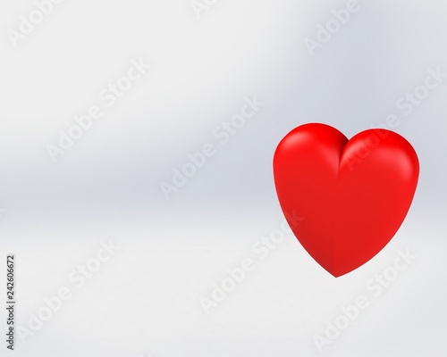 3d illustration of shiny red heart on a white background. 