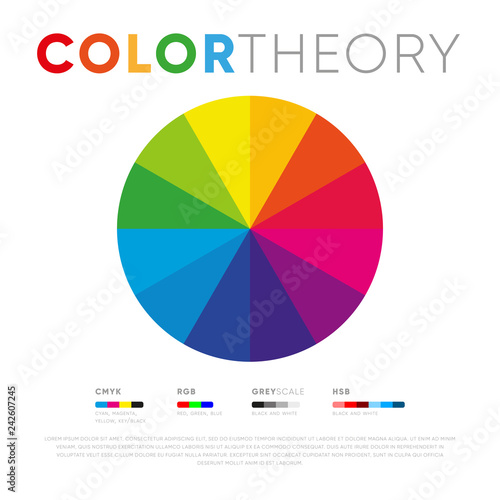 Bright spectrum colorful circle for color theory presentation isolated on white background