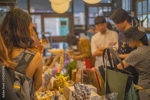 Bangkok/Thailand - 9 July 2017:Unacquainted people in Chang Chui Community mall in bangkok City.Chang chui the Community mall in Hipster style in bangkok city