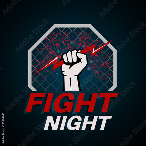 Fist with the lightning in an octagon