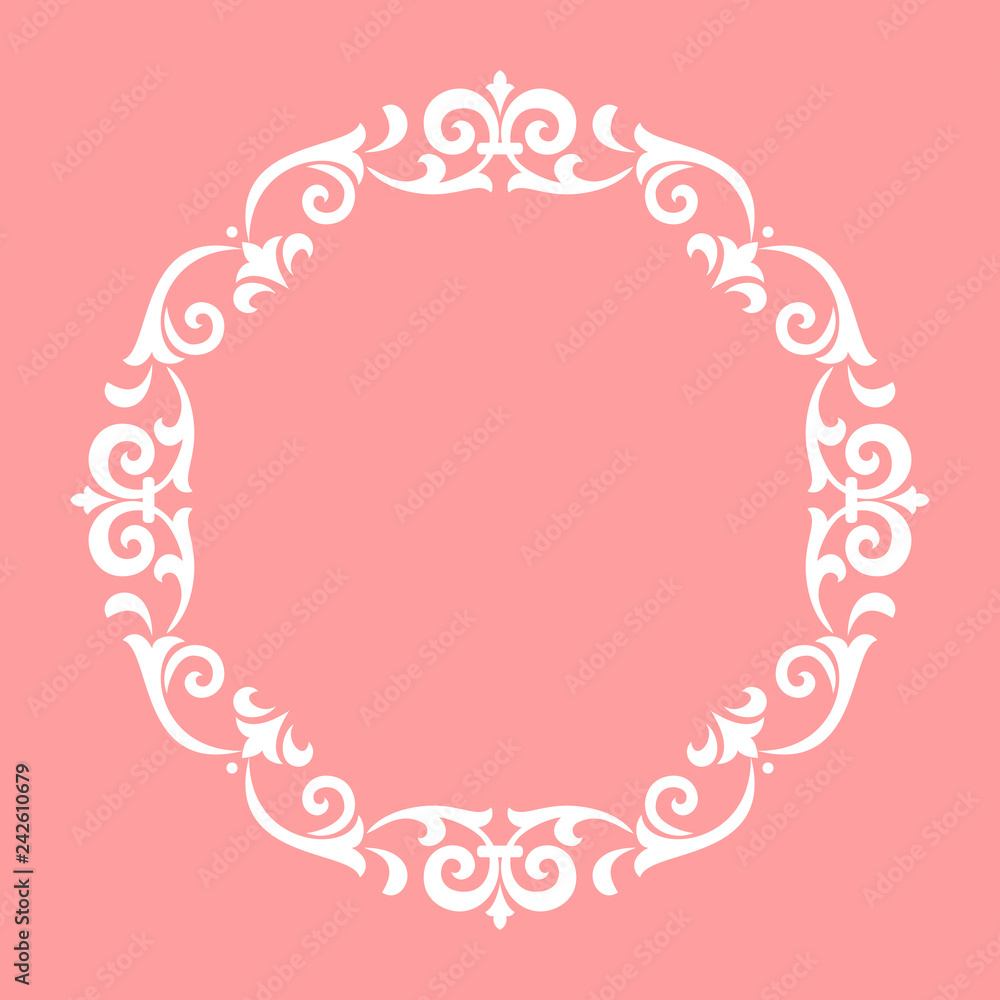 Decorative frame Elegant vector element for design in Eastern style, place for text. Floral pink border. Lace illustration for invitations and greeting cards Decorative frame Elegant vector element for design in Eastern style, place for text. Floral pink border. Lace illustration for invitations and greeting cards