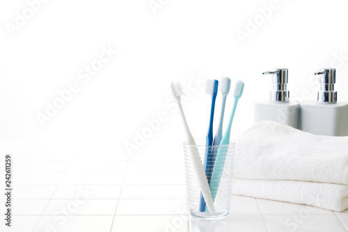                                              Toothbrush and bathroom tile