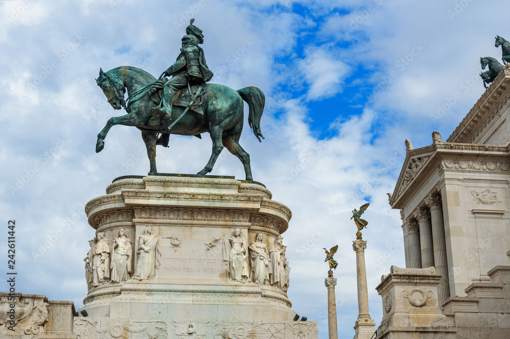 Statue of Vittorio Emanuele II at Vittorio Emanuele II Monument or Vittoriano. Rome. Italy