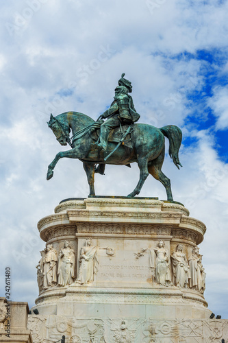 Statue of Vittorio Emanuele II at Vittorio Emanuele II Monument or Vittoriano. Rome. Italy