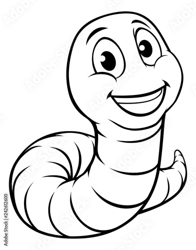 A caterpillar worm cute cartoon character mascot in outline
