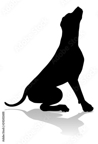 A detailed animal silhouette of a pet dog