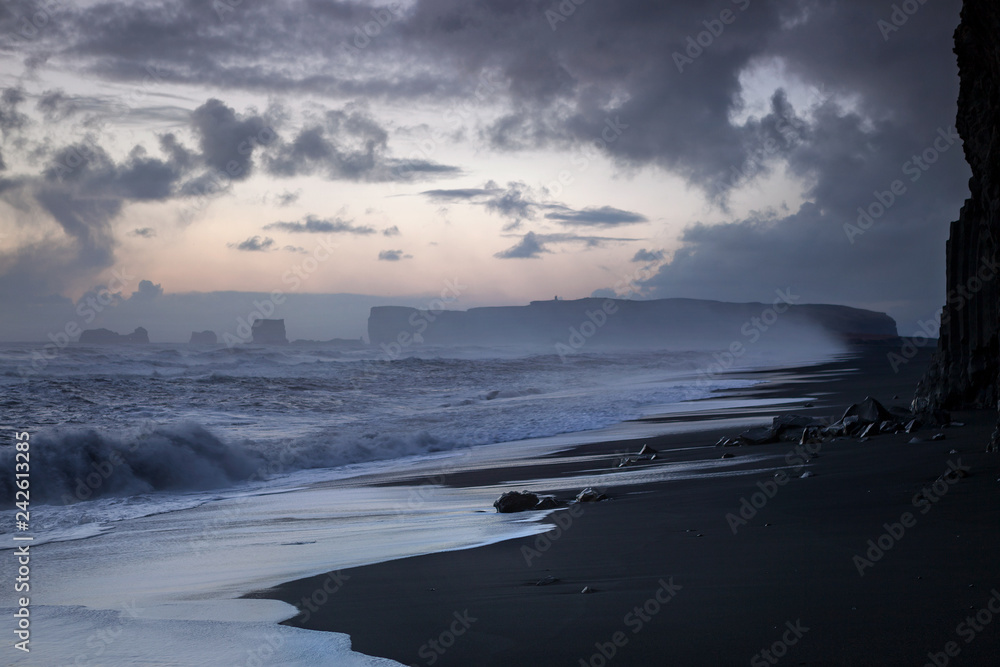 View at Dyrholaey promontory and the black sand beach, Iceland