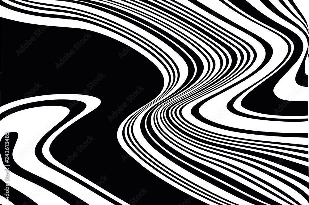 Optical art background. Wave design black and white Optical art background. Wave design black and white
