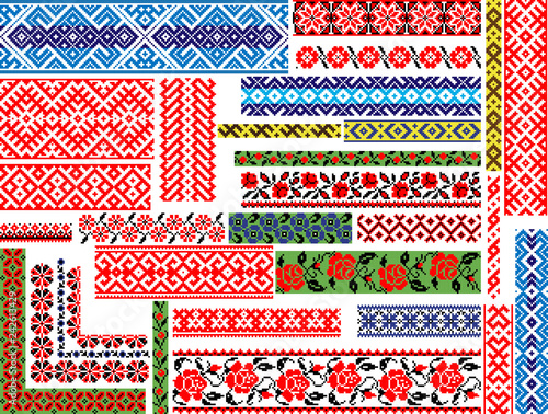 Set of 30 Seamless Ethnic Patterns for Embroidery Stitch