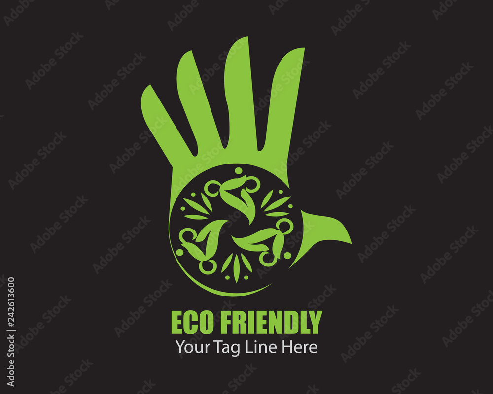Symbol ecology with hand leaf ecology nature element vectors hands logo vector illustration Symbol ecology with hand leaf ecology nature element vectors hands logo vector illustration