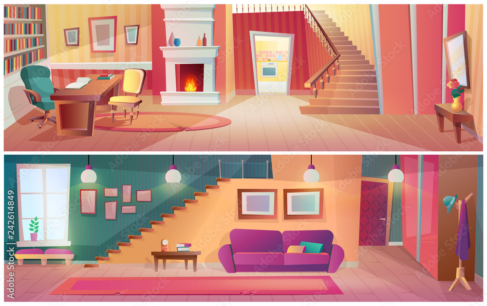 Interior of hallway of room with furniture, accessories. Interior of hallway of room with furniture, accessories.