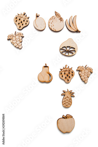 Wooden toy fruit in the form of number 7