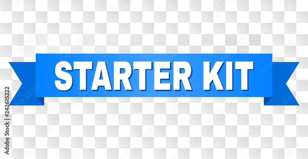 STARTER KIT text on a ribbon. Designed with white title and blue stripe ...