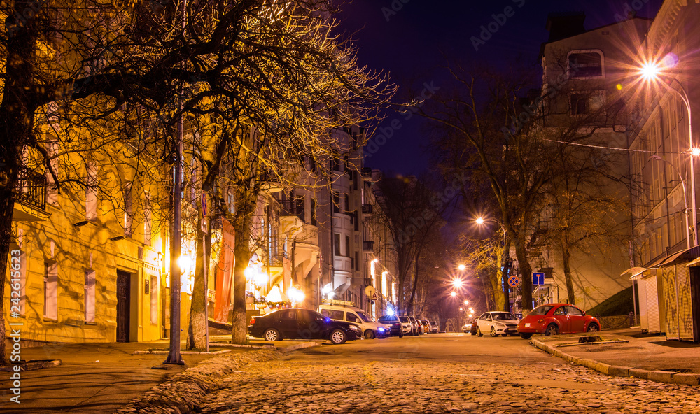 street in city at night
