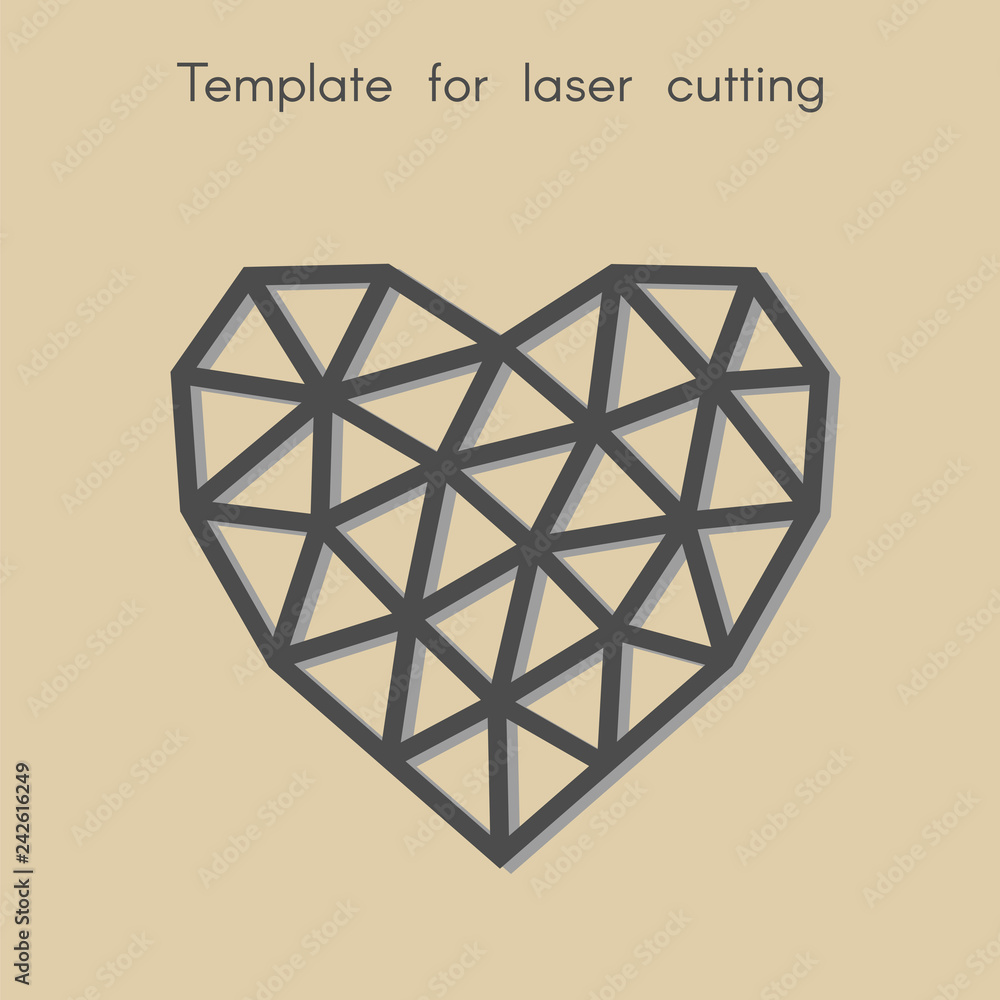 Template for laser cutting. Abstract geometric heart for cut. Stencil for decorative panel of wood, metal, paper. Vector illustration.
Template for laser cutting. Abstract geometric heart for cut. Stencil for decorative panel of wood, metal, paper. Vector illustration.