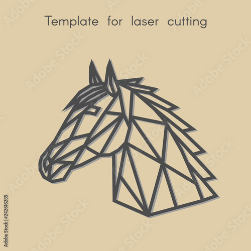 	
Template animal for laser cutting. Abstract geometric horse for cut. Stencil for decorative panel of wood, metal, paper. Vector illustration.