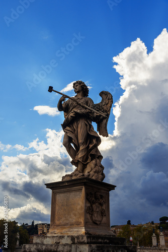 Angel statue on Ponte Sant'Angelo or Aelian Bridge. Rome. Italy