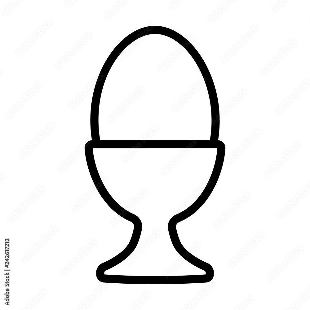 Egg cup server holder with hard boiled egg line art vector icon for food apps and websites Egg cup server holder with hard boiled egg line art vector icon for food apps and websites