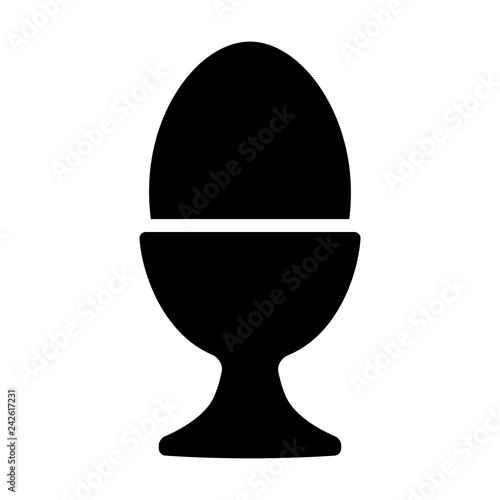 Egg cup server holder with hard boiled egg flat vector icon for food apps and websites