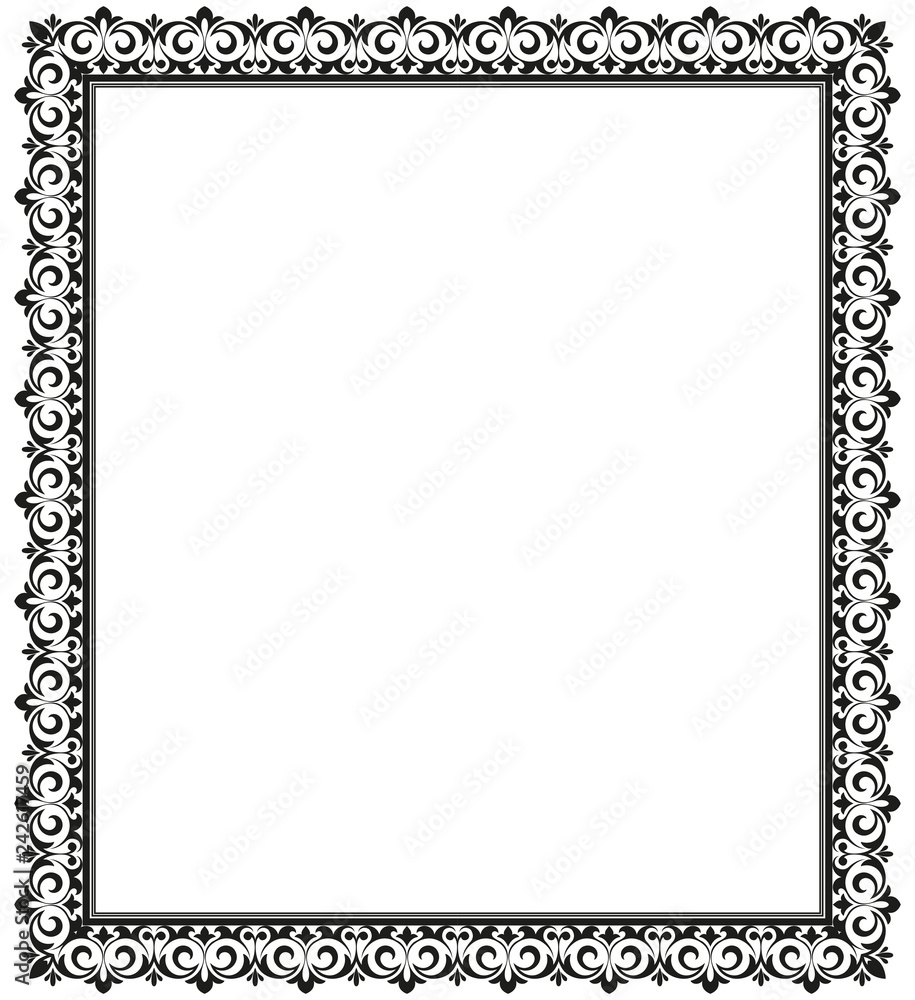 Decorative frame Elegant vector element for design in Eastern style, place for text. Floral black border. Lace illustration for invitations and greeting cards