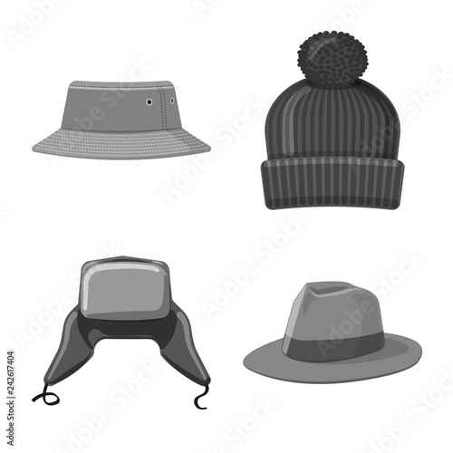 Isolated object of headgear and cap sign. Set of headgear and accessory vector icon for stock.