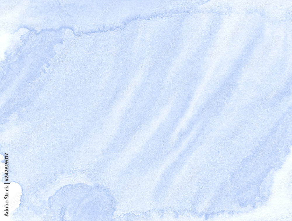 Fototapeta premium Light blue watercolor frame with torn strokes and stripes. Abstract background for design, layouts and patterns.