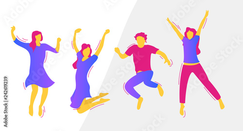 Fototapeta Naklejka Na Ścianę i Meble -  Vector image of silhouettes of people jumping in the air
