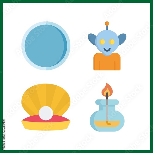 4 glow icon. Vector illustration glow set. crucible and pearl icons for glow works