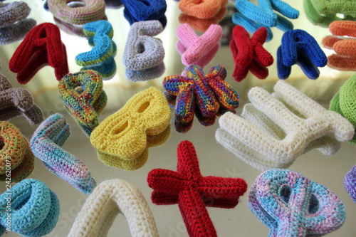 knitted alphabet of threads
