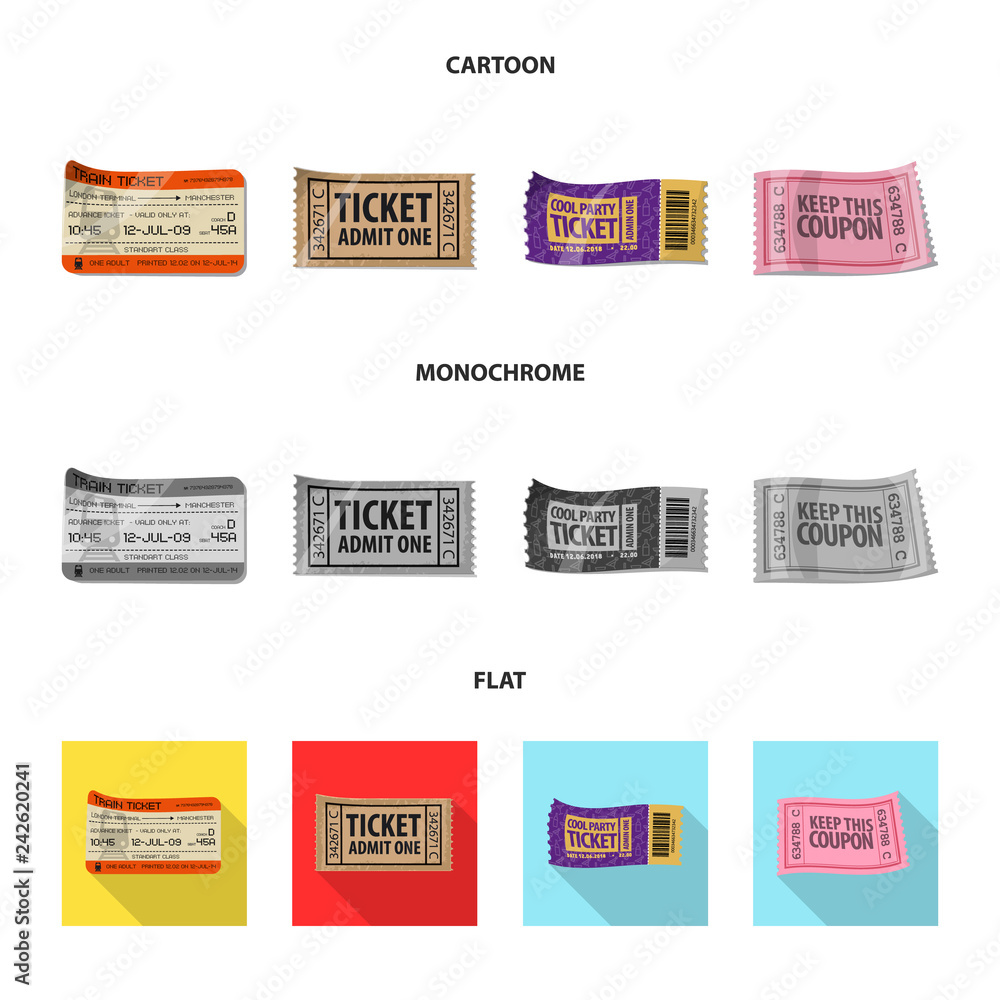 Fototapeta premium Isolated object of ticket and admission symbol. Collection of ticket and event stock symbol for web.