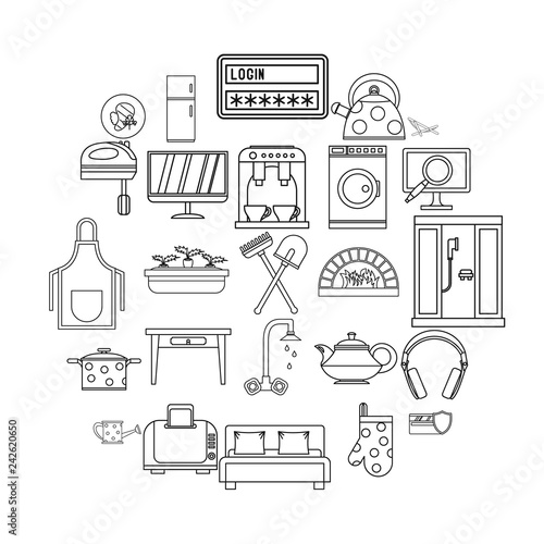 Cool house icons set. Outline set of 25 cool house vector icons for web isolated on white background
