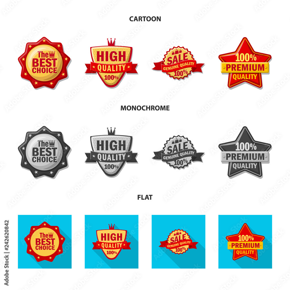 Vector design of emblem and badge sign. Collection of emblem and sticker stock vector illustration.