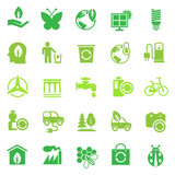 Ecology green icons set on white background for graphic and web design, Modern simple vector sign. Internet concept. Trendy symbol for website design web button or mobile app