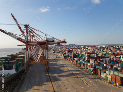 Container terminal handling area,aerial view