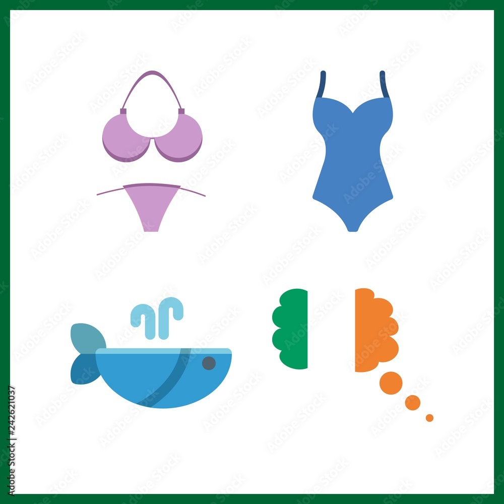 4 ocean icon. Vector illustration ocean set. whale and ireland icons for ocean works