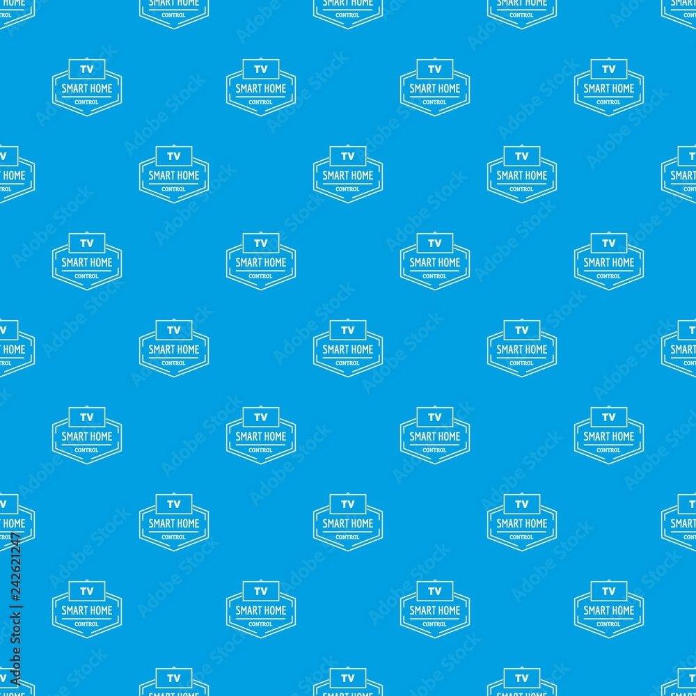 Smart house pattern vector seamless blue repeat for any use