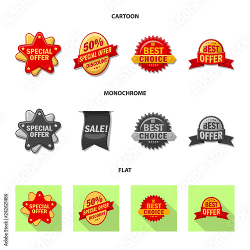 Vector design of emblem and badge icon. Collection of emblem and sticker vector icon for stock.