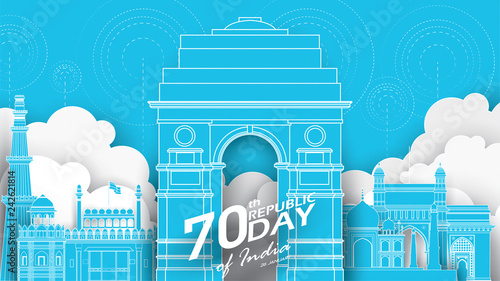 Happy Indian Republic day Vector illustration or background for 26 January celebration poster or banner background Vector