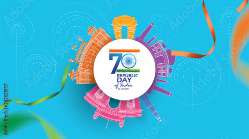 Happy Indian Republic day Vector illustration or background for 26 January celebration poster or banner background Vector