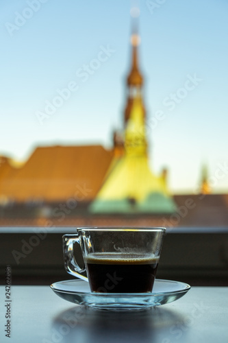 Morning Coffee in Hamburg, Speicherstadt with a view photo