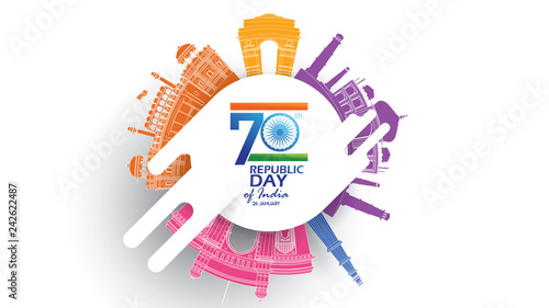 Happy Indian Republic day Vector illustration or background for 26 January celebration poster or banner background Vector