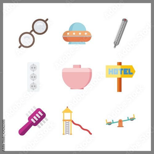9 object icon. Vector illustration object set. crucicle and socket icons for object works