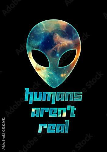 Fototapeta Naklejka Na Ścianę i Meble -  Alien Head Humans Aren't Real