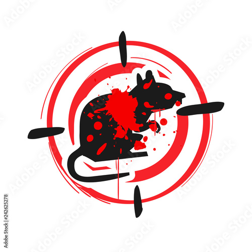 rat killing zone sign. rat warning sign. stop rat sign - vector