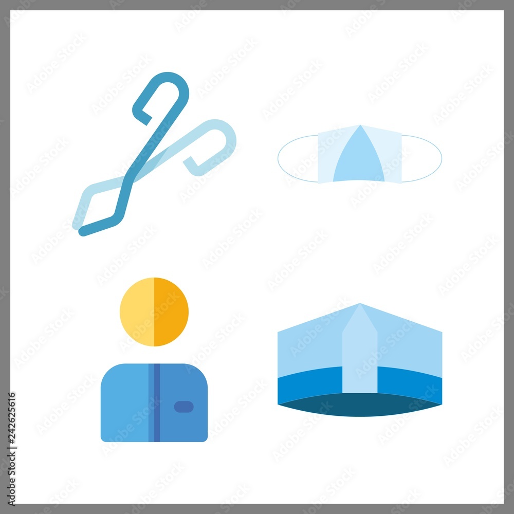 4 protective icon. Vector illustration protective set. crucible tongs and worker icons for protective works 4 protective icon. Vector illustration protective set. crucible tongs and worker icons for protective works