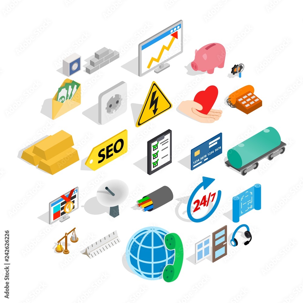 Trust icons set. Isometric set of 25 trust vector icons for web isolated on white background Trust icons set. Isometric set of 25 trust vector icons for web isolated on white background