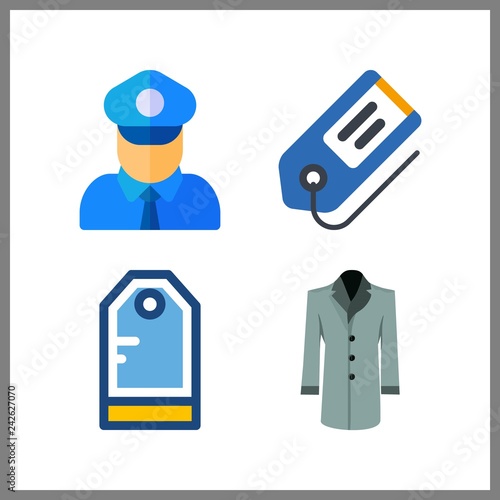 4 gun icon. Vector illustration gun set. policeman and tag icons for gun works