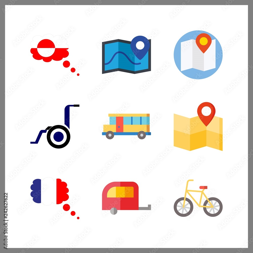 9 tour icon. Vector illustration tour set. grandland and map icons for tour works 9 tour icon. Vector illustration tour set. grandland and map icons for tour works