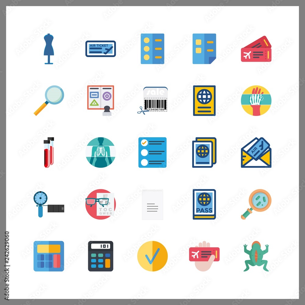 25 check icon. Vector illustration check set. loupe and calculator icons for check works