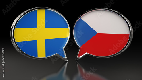 Free Download Sweden and Czech Republic flags with Speech Bubbles. 3D illustration - GFXLoad